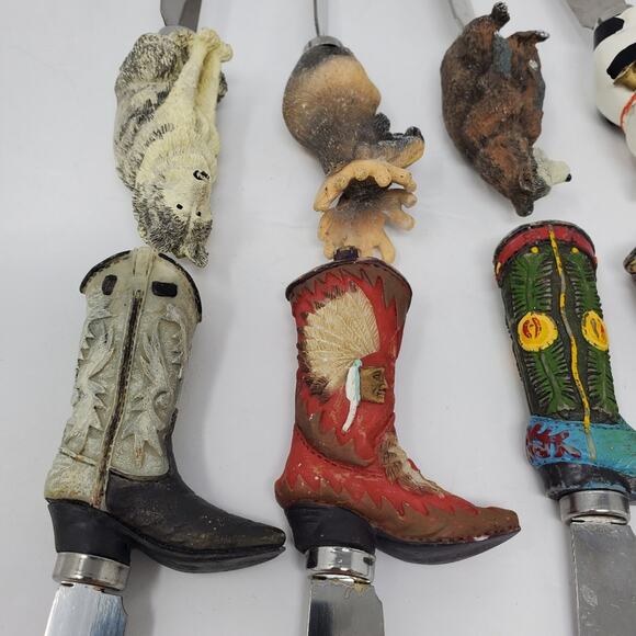 Mr Spreader set of 4 western resin cheese spreader knife set of 8 with Animal - Picture 9 of 9